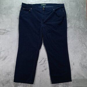 Lauren Ralph Lauren Corduroy Pant Women Plus 44x27, Tag 22W Navy Blue Stretch